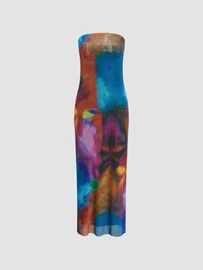 monet floral print split midi dress Monet Floral Print Split Midi Dress